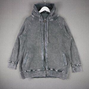 Mono B Waffle Knit Grey Pink Hoodie Zip Up Womens Large